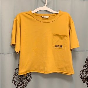 MUSTARD YELLOW CROPPED TEE